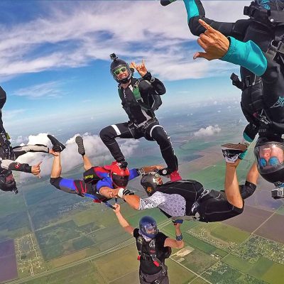 Hybrid skydive over Spaceland, by Jimmy Huynh